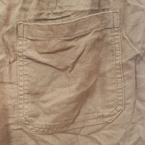 Old Navy Shorts Womens sz Large Caramel Creme Linen Drawstring Cargo Pockets - Picture 4 of 6